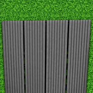 Noka - Pavimento da Esterno con Clip 90x30 cm 6 Piastrelle 1,62 m2 per Giardino Patio Terrazza in WPC NERO