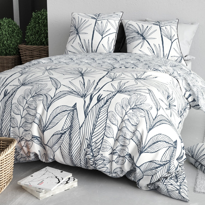 Parure housse de couette imprimé 100% coton - orphée - noir