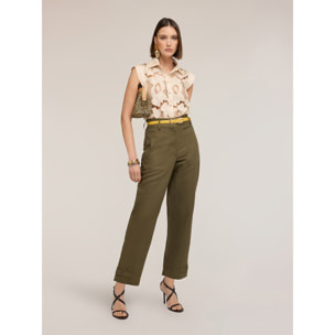 Motivi - Pantalones mezcla de lino - Verde militare
