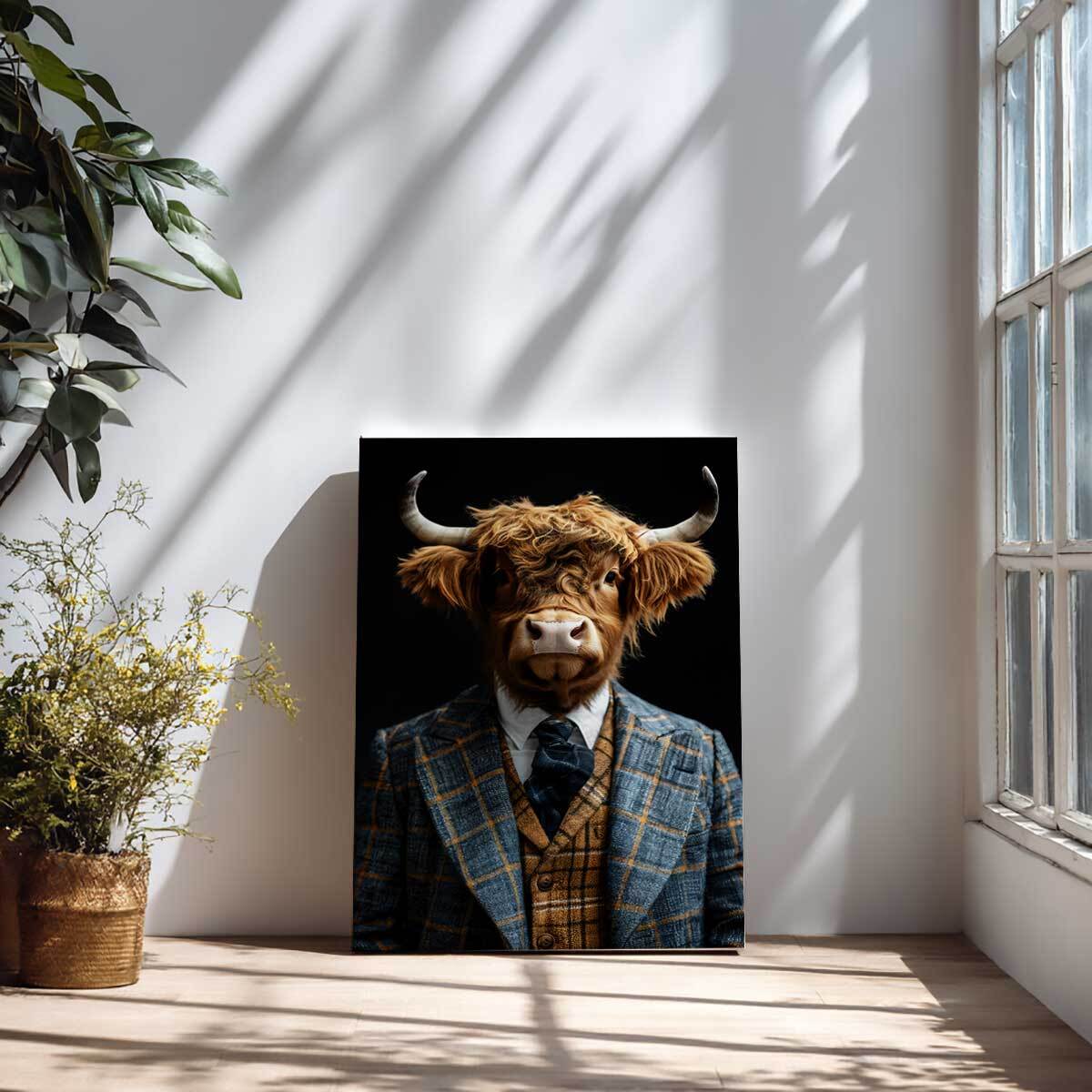 Tableau animaux habillés Highlander wild suits Toile imprimée