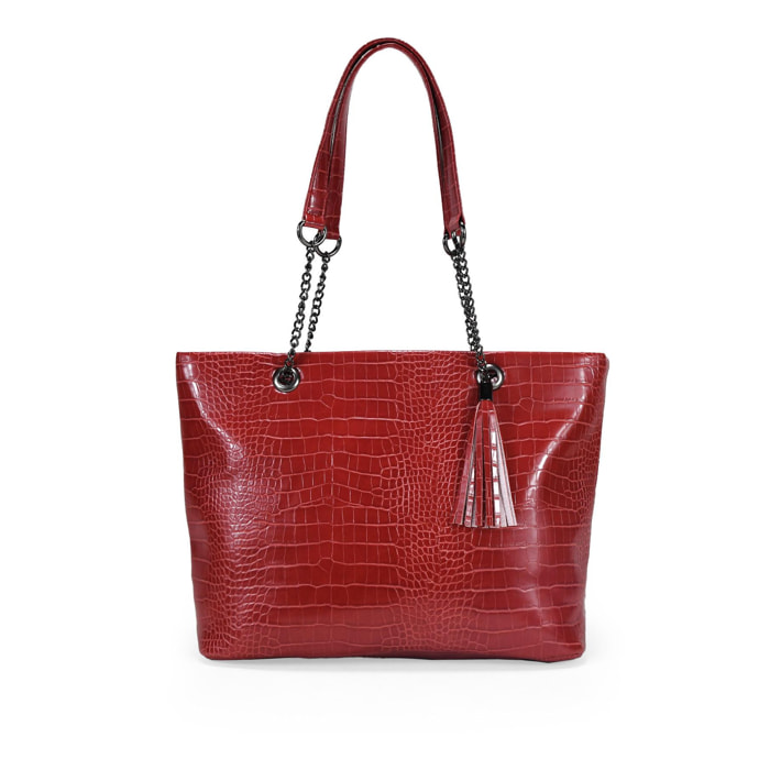 Bolso shopper rojo efecto coco para portátil