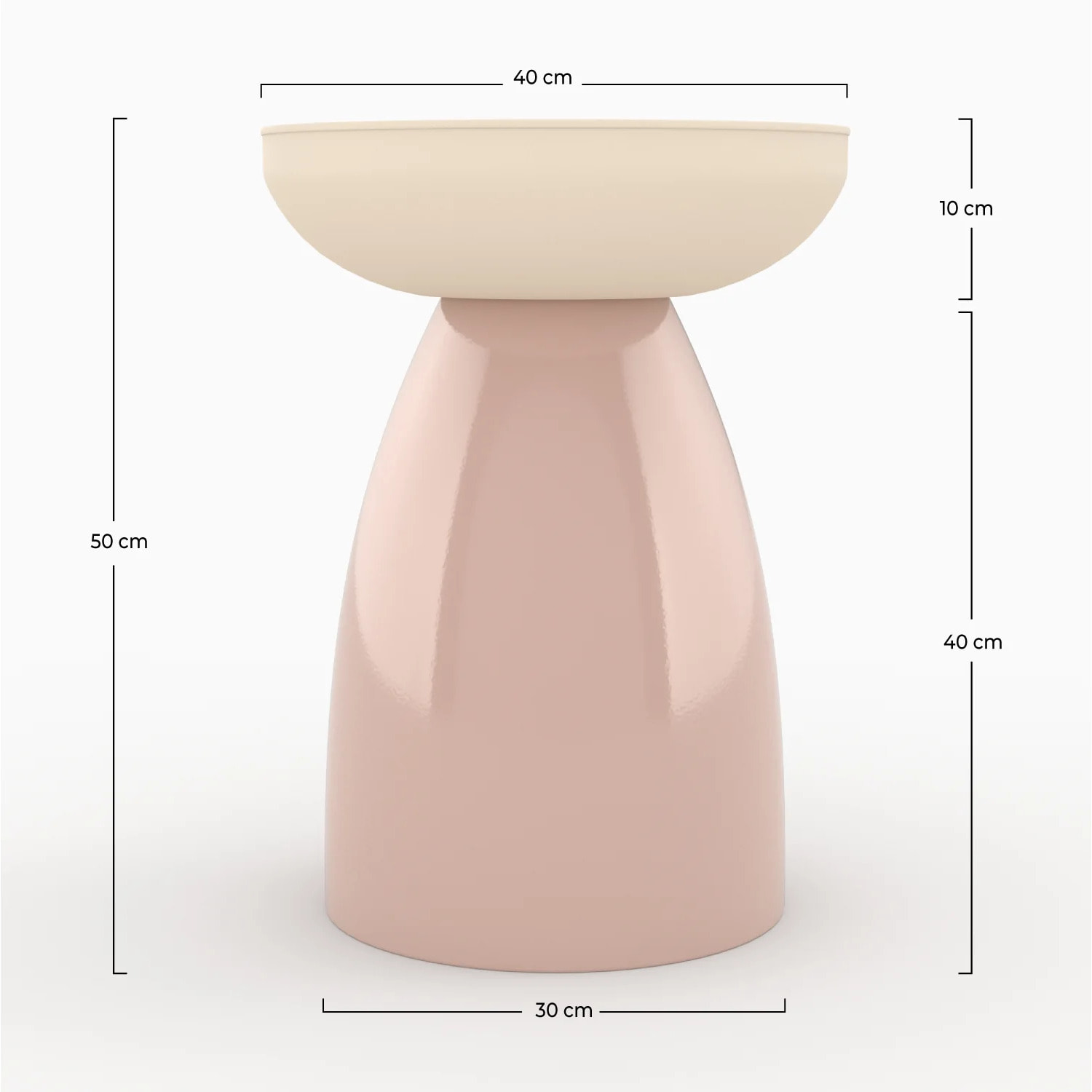 Table d'appoint ronde en métal rose D40 cm - Colette