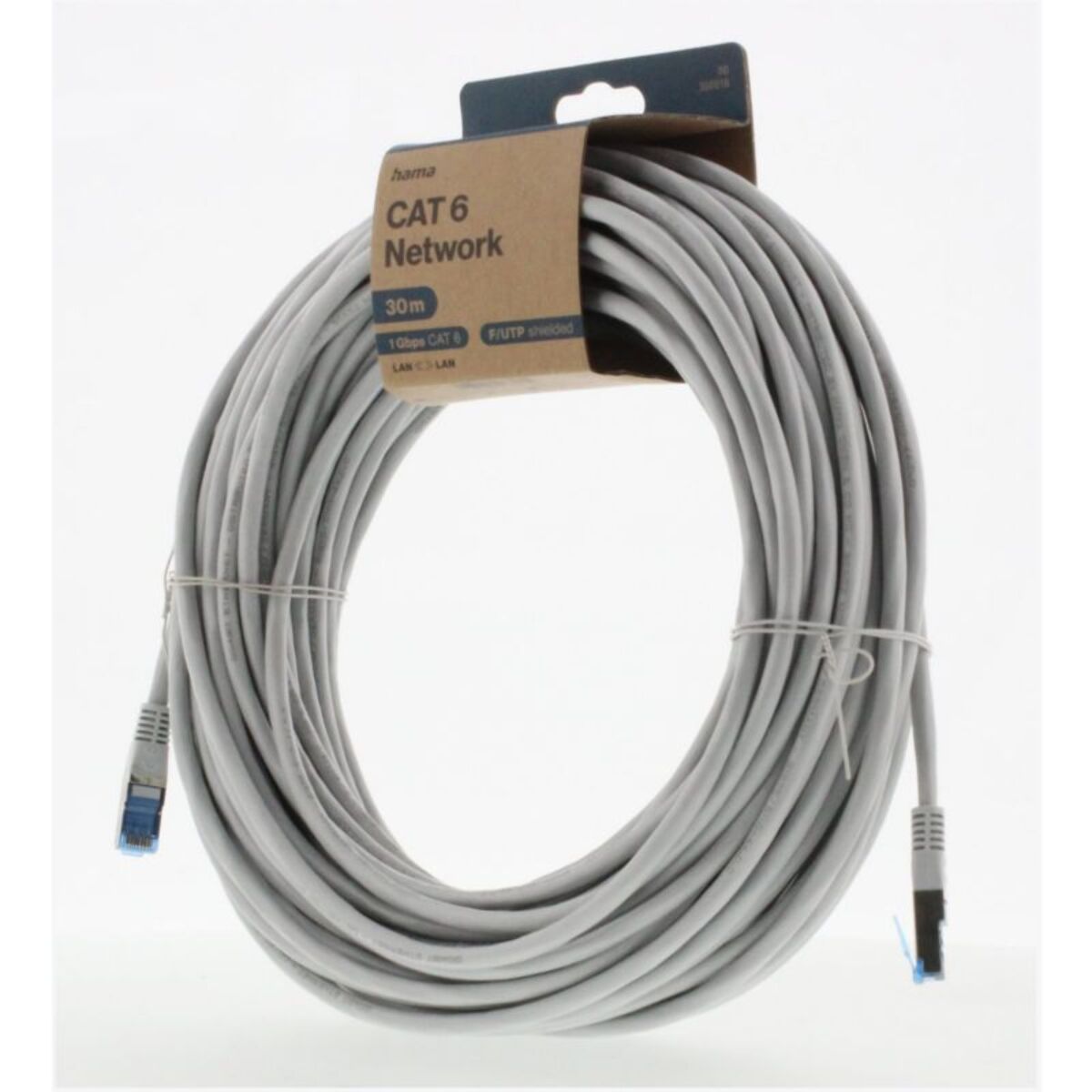 Câble Ethernet HAMA 30M Droit CAT6 Gris