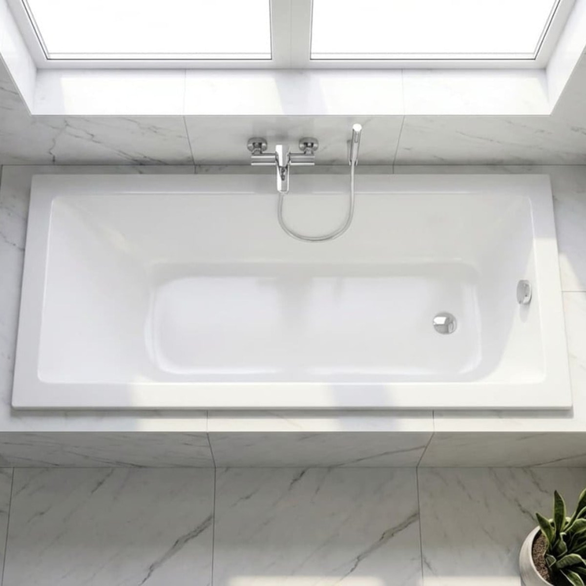 Aurum 160x70 cm baignoire rectangulaire en acrylique, gauche et droite, avec pieds + vidage + siphon, blanc (SATVAUR16070-SET)