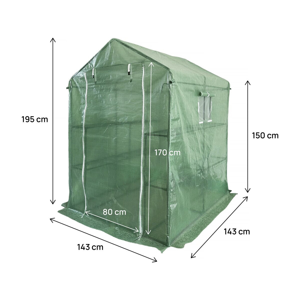 Serre tomates de jardin avec étagères "Lys" - 2.04 m² - 130g - Vert