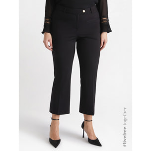 Fiorella Rubino - Pantalón kick flare de punto milano - Negro