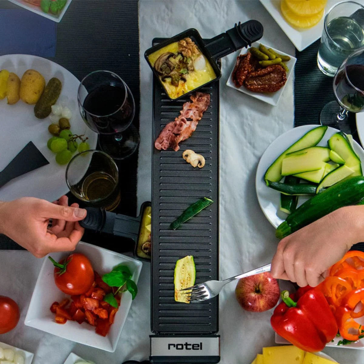 Set de 2 poêlons à raclette 18,5/18,5 cm en PTFE avec 2 ustensiles Rotel Swiss Tradition