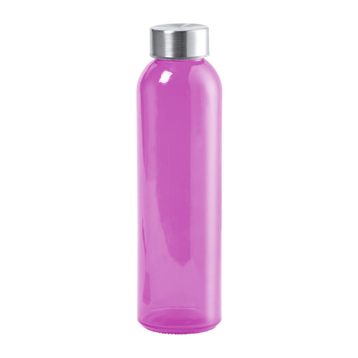 Terkol bidón de cristal de 500ml, cuerpo transparente en material libre de BPA y tapón a rosca en acero inox.