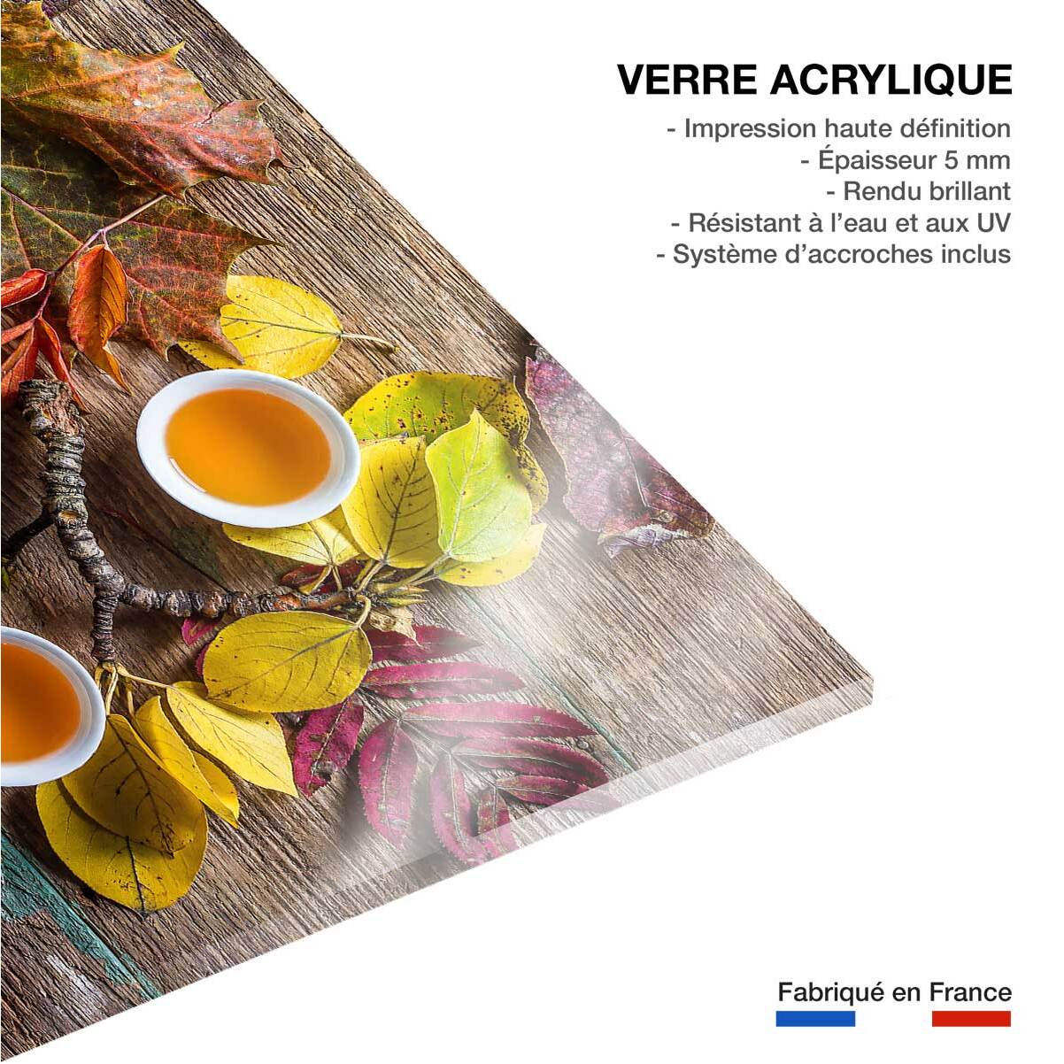 Tableau cuisine feuille de thé Tableau plexiglas