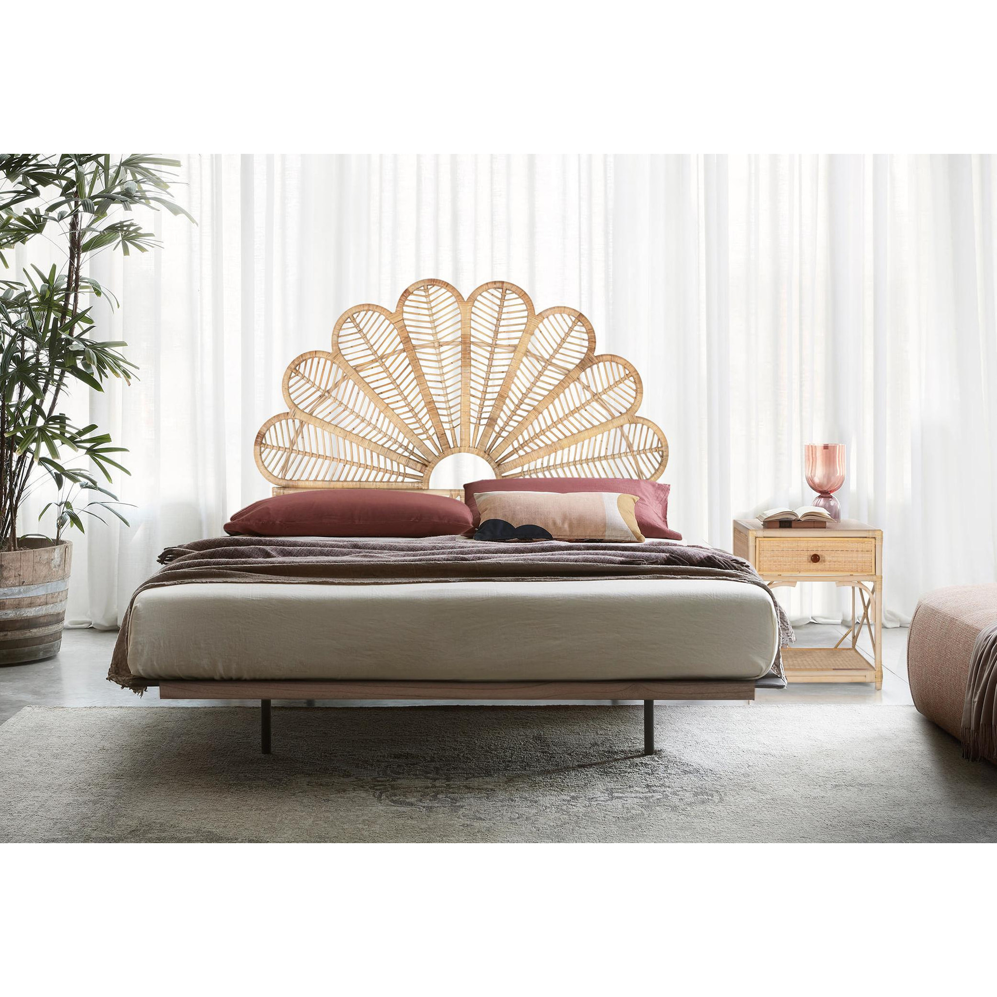Cabecero de Ratán Natural 180 Cm Estilo Mediterráneo