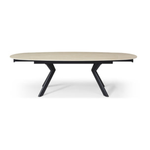 Table extensible 180 à 260 cm ovale en céramique effet travertin - SYDNEY