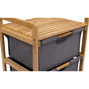 Meuble multi rangements Maya 3 tiroirs en bois et tissu