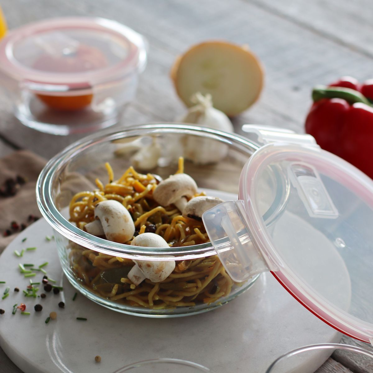 Boîte hermétique ronde 370ml en verre CLEMENTINE