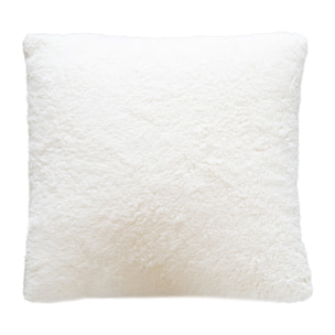 Coussin à carreaux  - Effet mohair avec dos sherpa - Ecru
