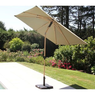 Parasol droit Ø2,4m - effet bois - vert sauge - RUBIS