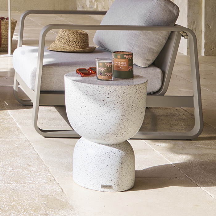 Table d'appoint de jardin "Timandra" D. 35 x H47cm en terrazzo