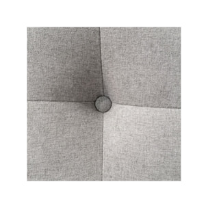 Fauteuil en tissu gris capitonné avec piètement en bois massif - SIENNA