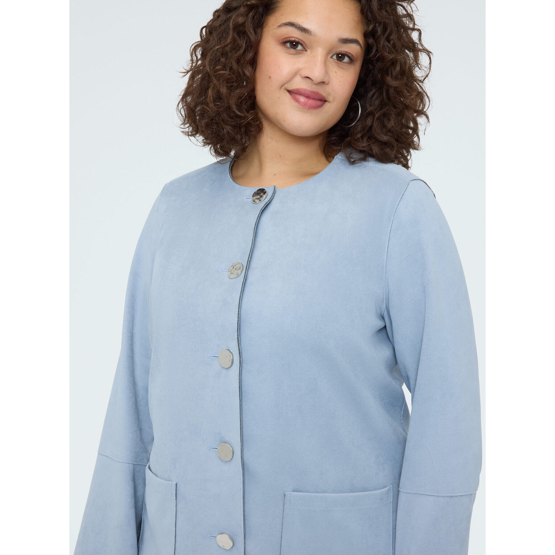 Fiorella Rubino - Abrigo soft touch con botones - Light - blue