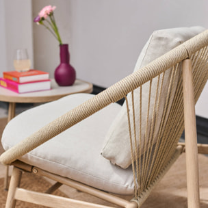 Set de 2 fauteuils de jardin avec table acier et rotin NAROLA