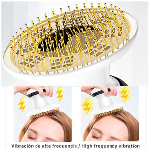 Pettine massaggiatore elettrico vibrante, specifico per il cuoio capelluto.