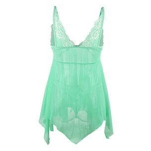 Babydoll de falda irregular con costuras de encaje verde