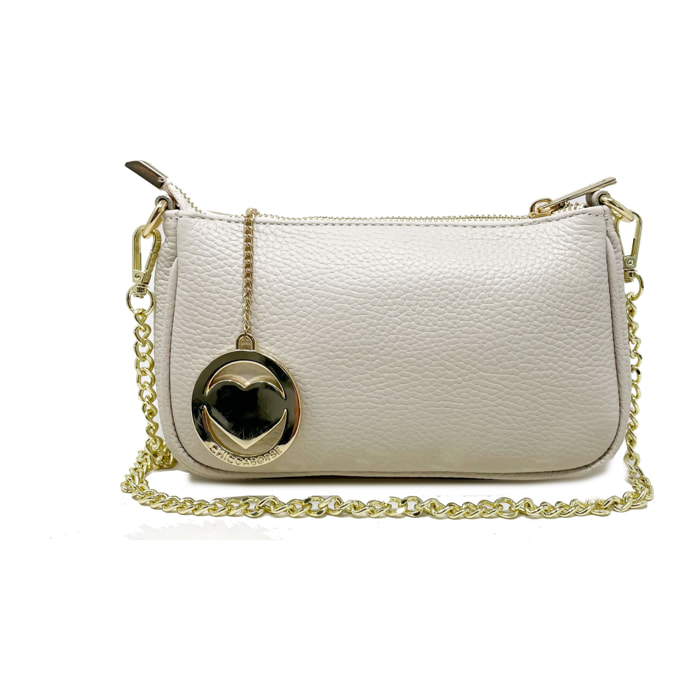 Chicca Borse - Tracollina Clutch Donna in Vera Pelle - Colore Beige