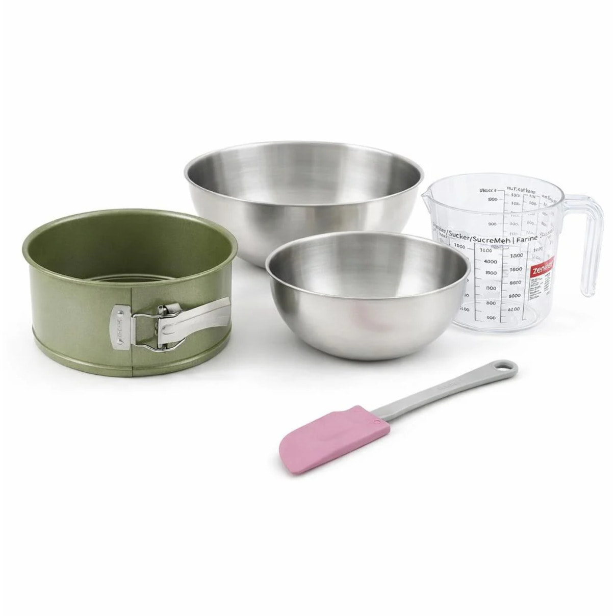 Set de 5 ustensiles de pâtisserie moule à gâteaux bols spatule et verre doseur Zenker Green Vision