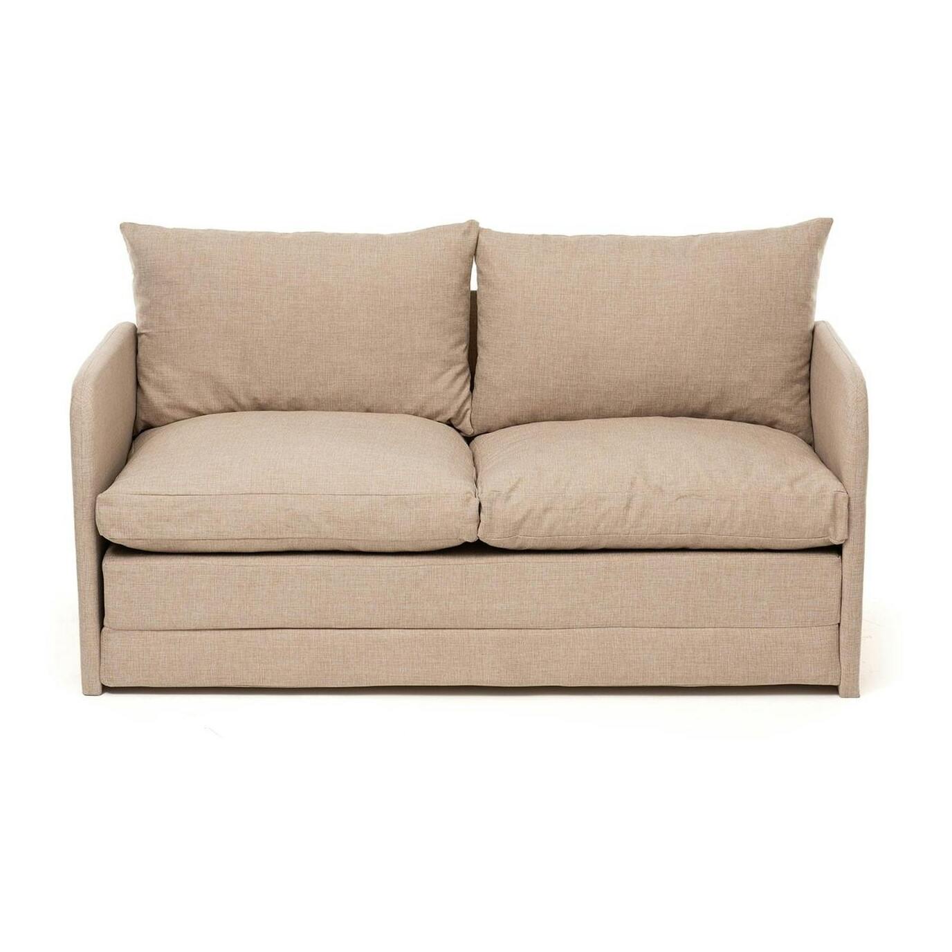 Canapé-lit en lin beige, 2 personnes 140 cm ORURO