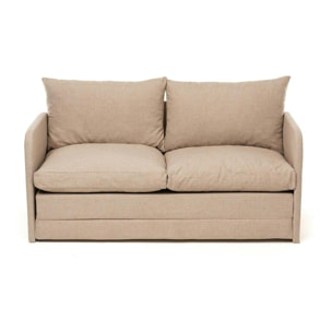Canapé-lit en lin beige, 2 personnes 140 cm ORURO