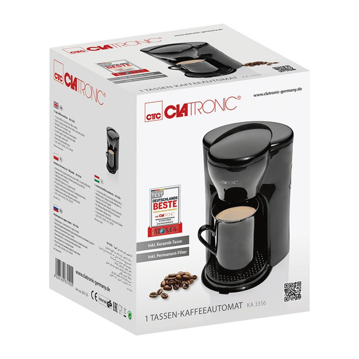 Cafetière 1 tasse Clatronic KA 3356 Noir