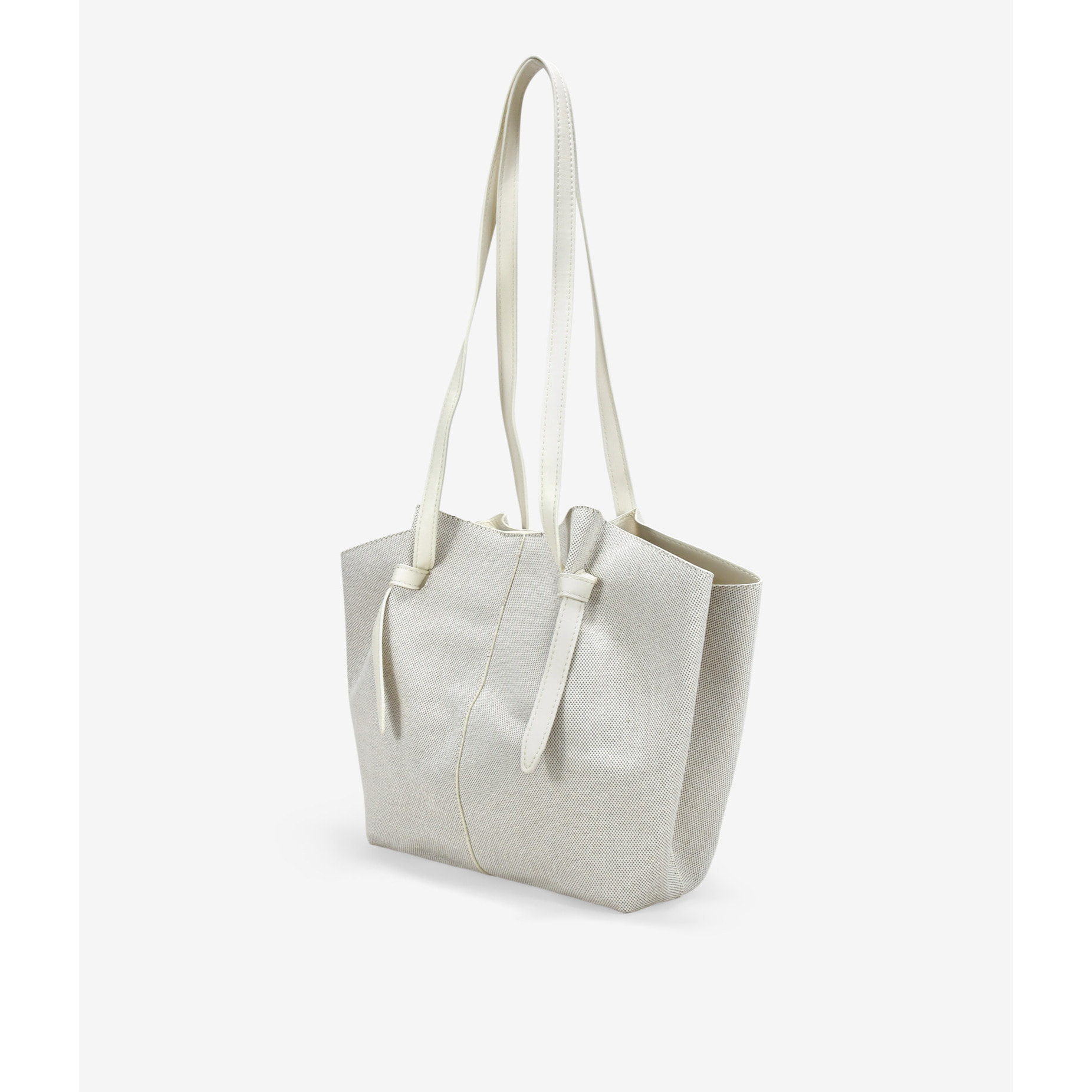 Bolso de hombro beige en canvas