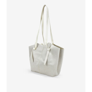 Bolso de hombro beige en canvas