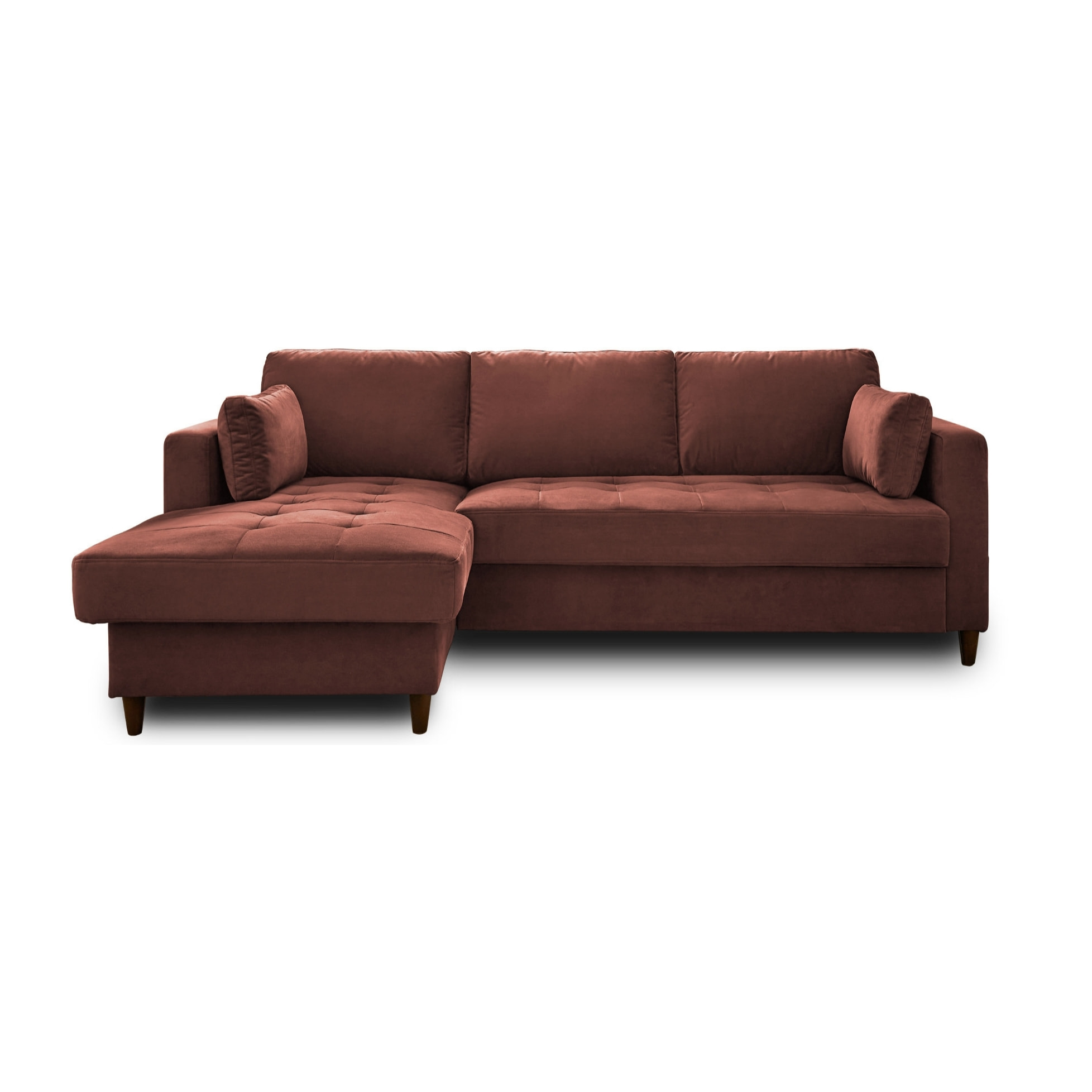 Anna - canapé d'angle gauche - 4 places - convertible avec coffre - en velours - Rose