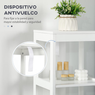 Armario Alto de Baño Multiusos de Madera 30x30x144 cm Blanco