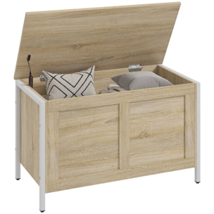 Baúl de Almacenaje para Dormitorio 95 L Banco de Almacenaje con Tapa Bisagra de Seguridad para Pasillo Salón 80x40x50 cm Roble