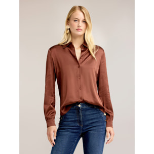 Motivi - Camicia in raso - Marrone