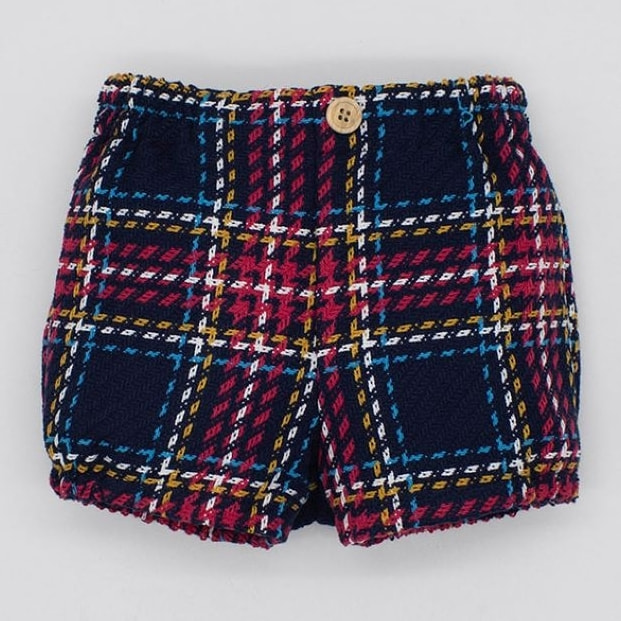 BERMUDA CUADROS LANA AZUL Y ROJO