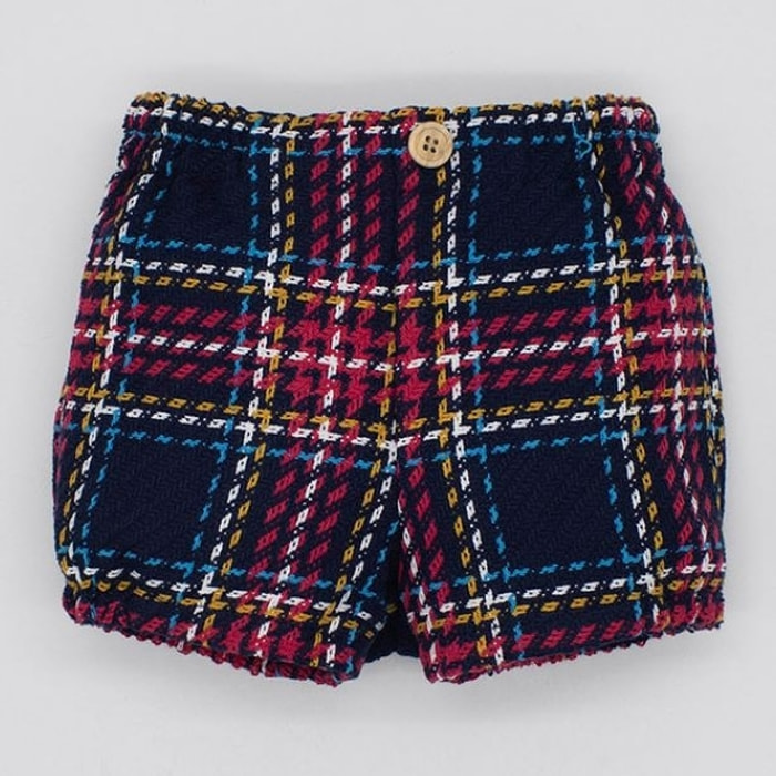 BERMUDA CUADROS LANA AZUL Y ROJO