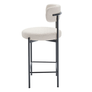 Lot de 2 chaises de bar bouclette blanche Charlotte