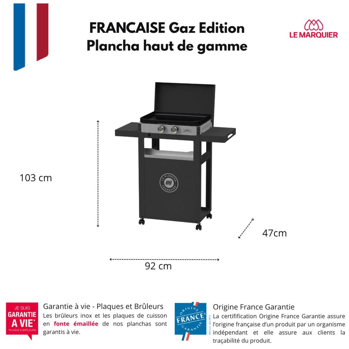 La Plancha Francaise Gaz 250 Duo Edition (Chariot Et Couvercle Inclus) - LE MARQUIER
