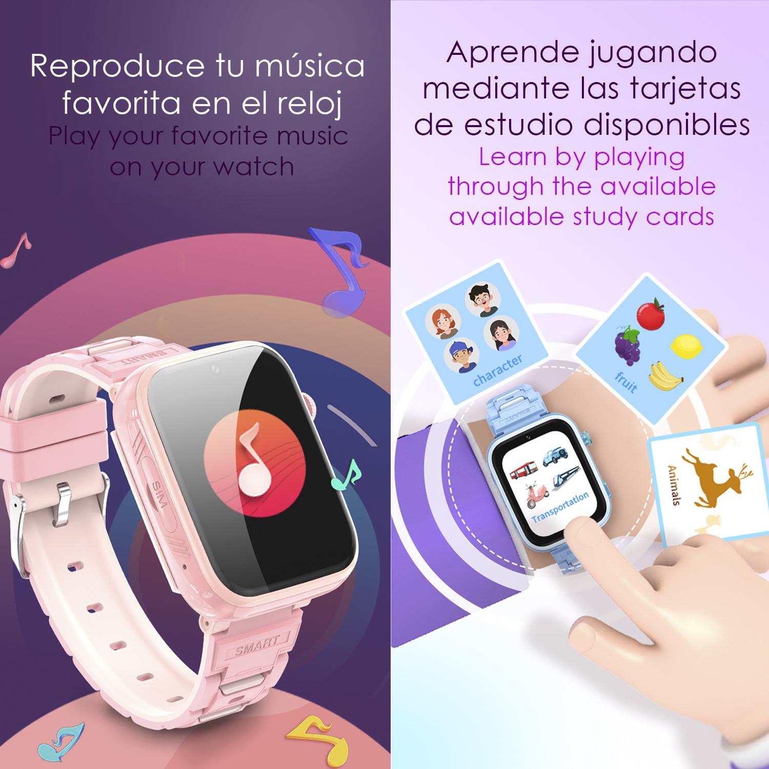 DAM Smartwatch Phone Infantil T45 4G Android 8.1. Conectividad GPS, WIFI, LBS. Reconocimiento facial. 4x1,5x4 Cm. Color: Lila