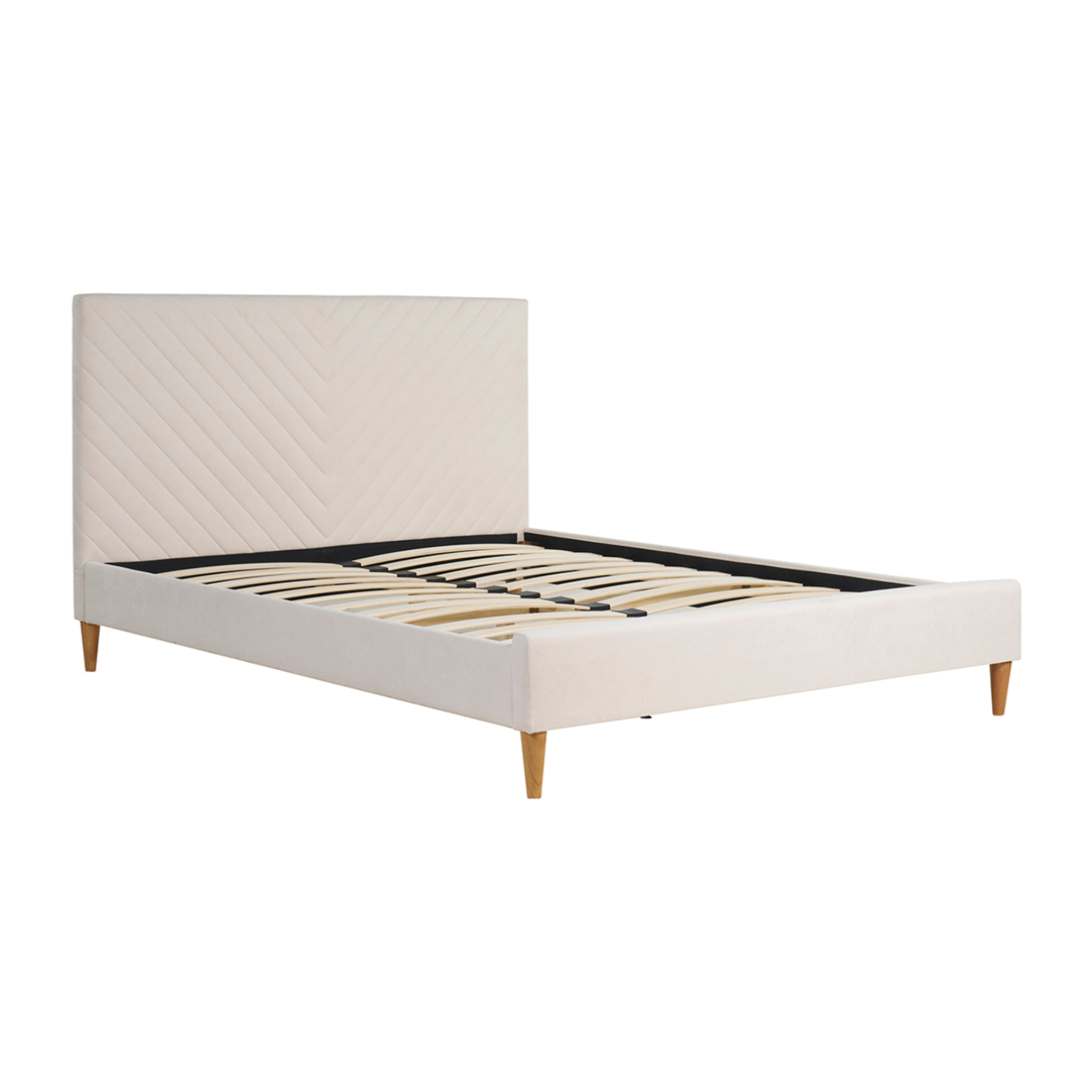 Lit 2 places 160x200 en tissu beige SIDONIE