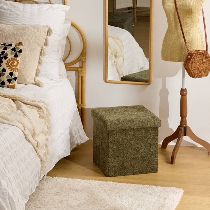 Pouf Pliable Coffre Soana Kaki 38x38cm