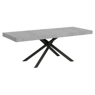 Table extensible 90x180/284 cm Karida Premium gris béton pieds anthracite