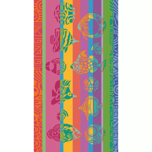 Drap de plage pur coton 500 g/m² motif jacquard multicolore Poissons pop