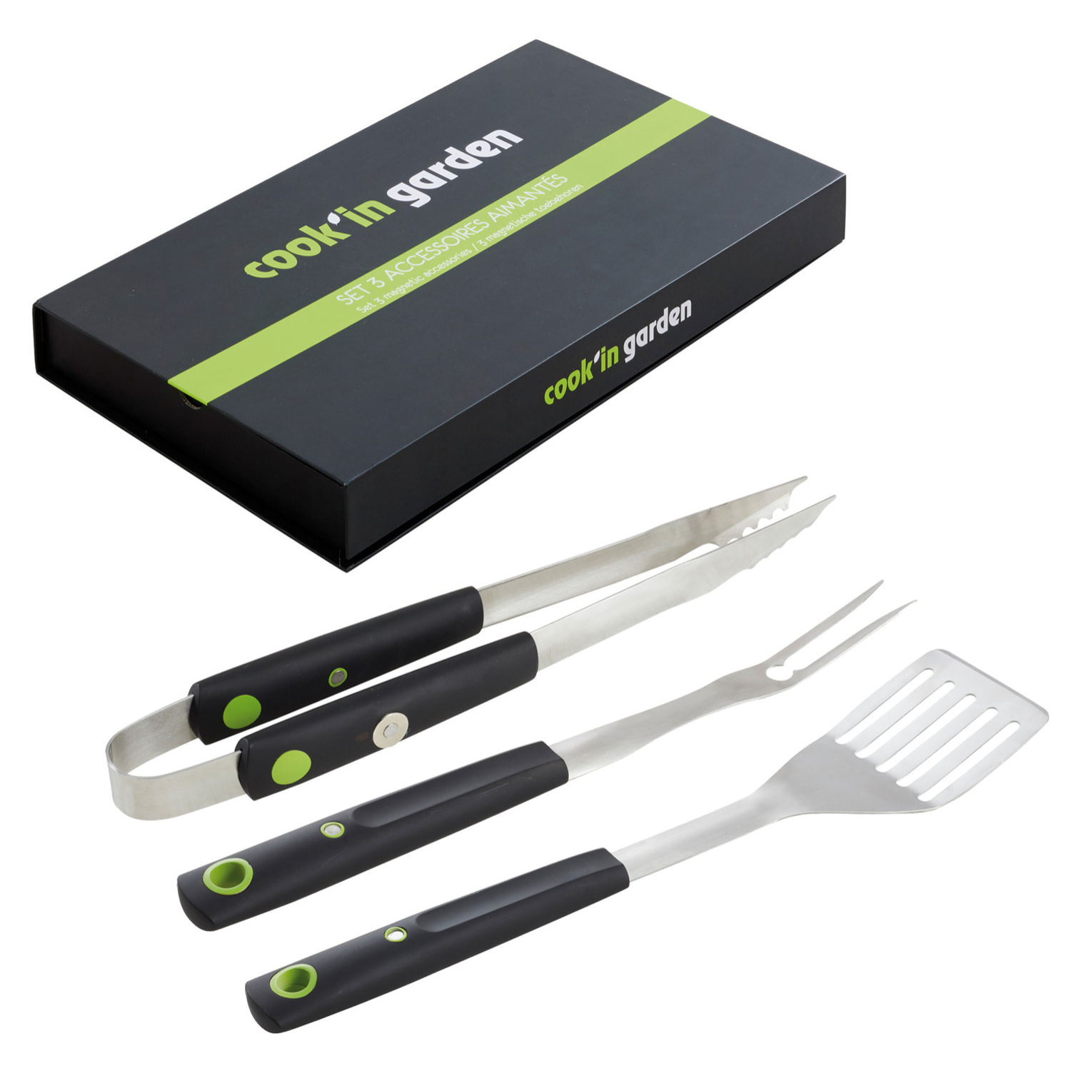 Cook'in Garden - Coffret de 3 accessoires aimantés pour barbecue