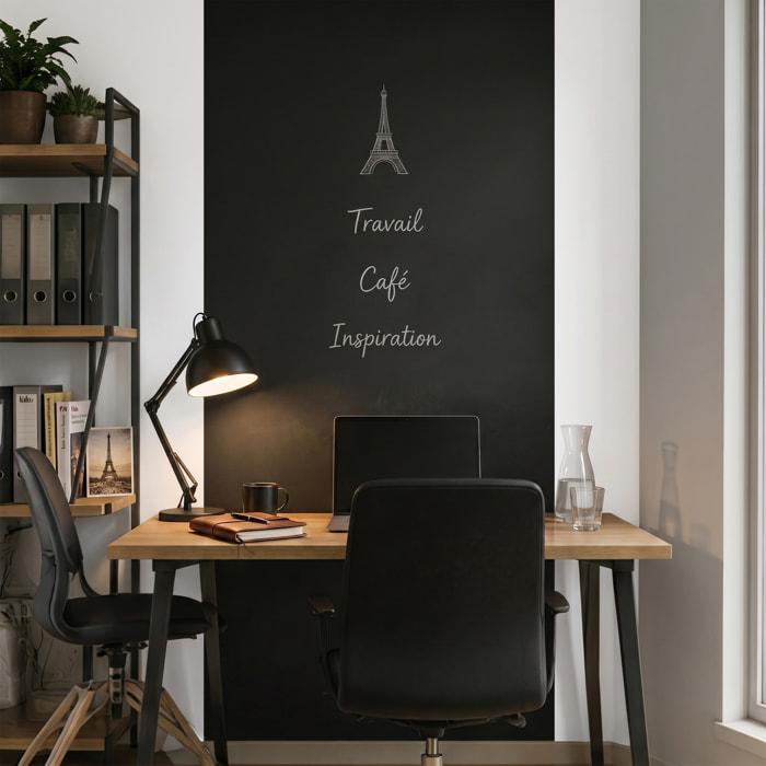 Sticker ardoise tableau noir - stickers muraux adhésif effaçable - ARDOISE GÉANTE 200X60 CM ET 4 CRAIES LIQUIDES