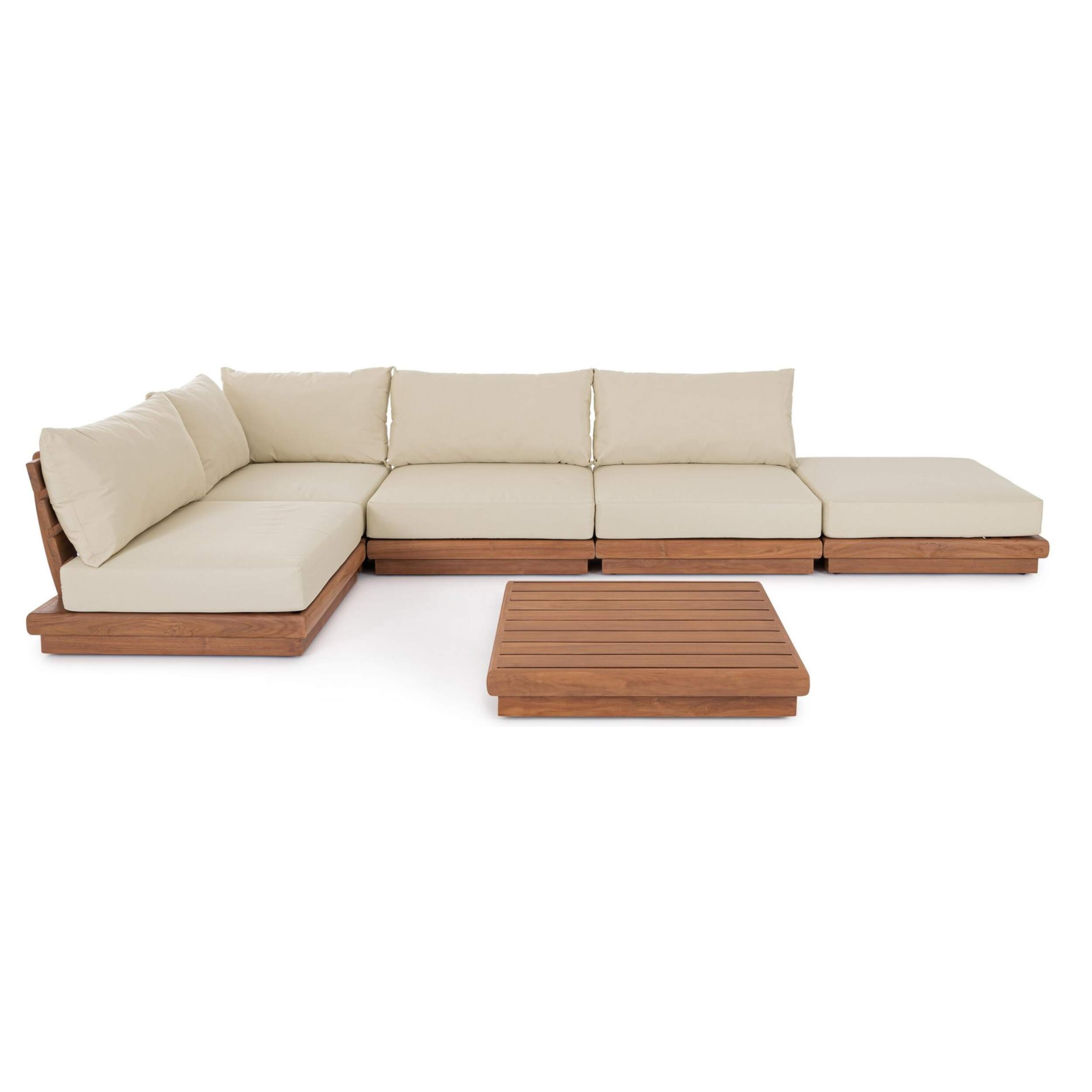 Tavolino basso BILBAO in legno teak, 94×94×17 cm