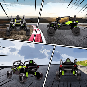 Coche Eléctrico para Niños 12V, Kawasaki Teryx KRX 1000, Coche de Batería UTV con 2 Motores, Control Remoto 2,4G, Suspensión Trasera, Faros, USB, para Niños de +3 Años, Negro