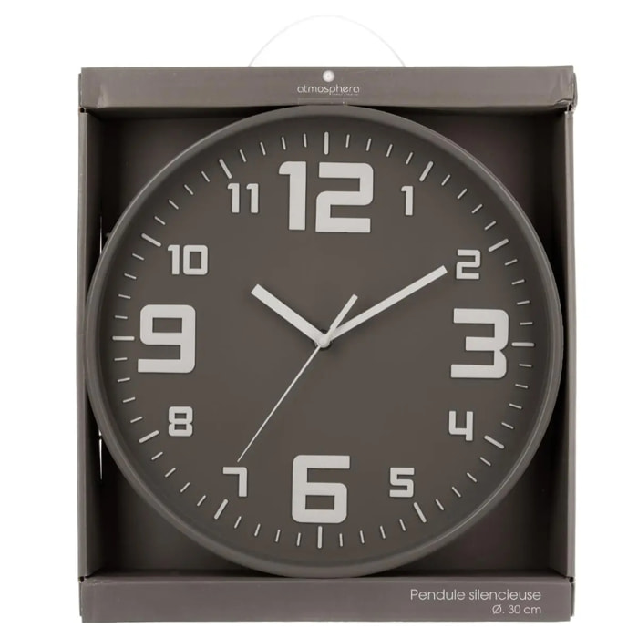 Horloge métal gris D30cm